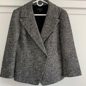 Ann Taylor black white tweed textured jacket